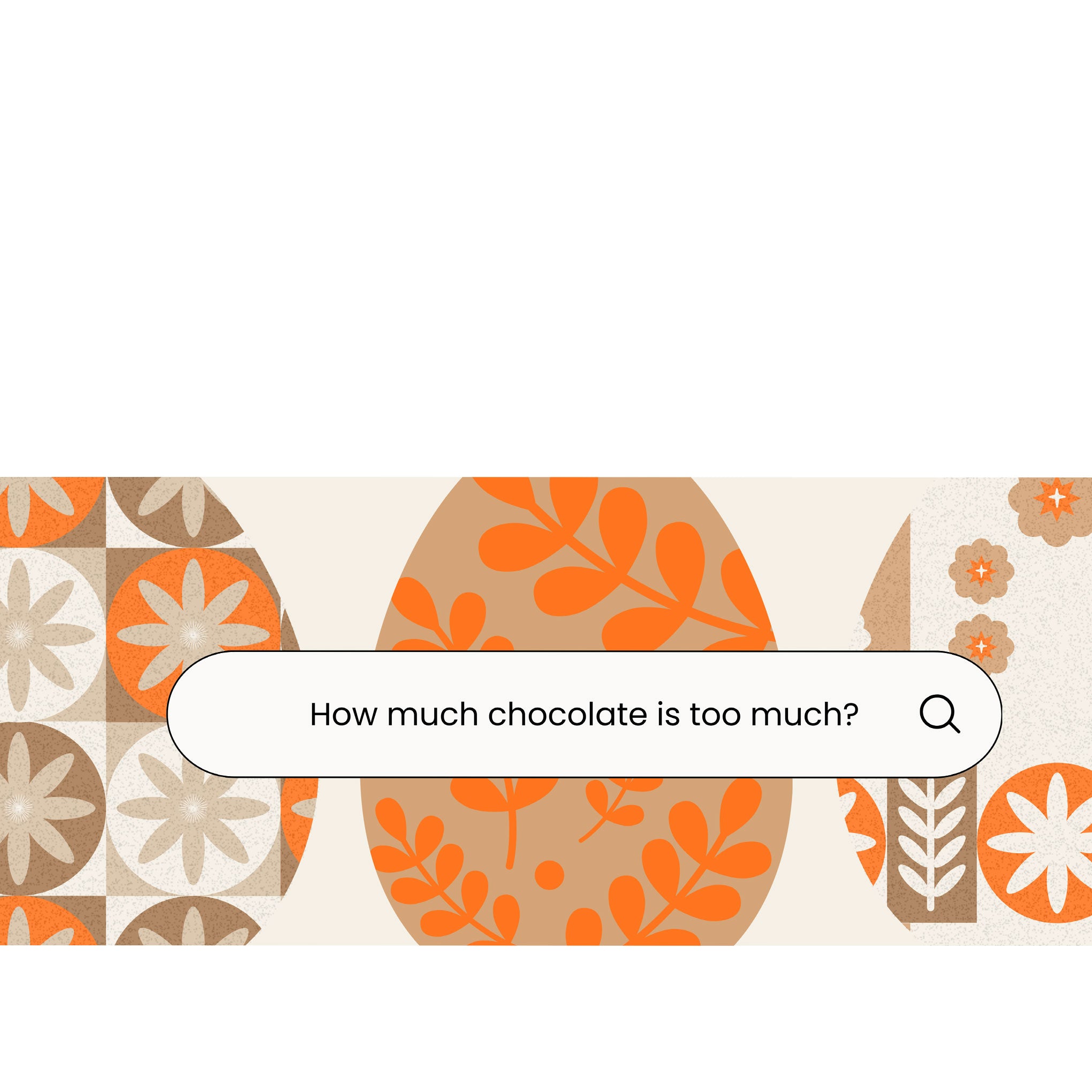 Close-up of a decorative Easter sticker with funny chocolate-themed text.