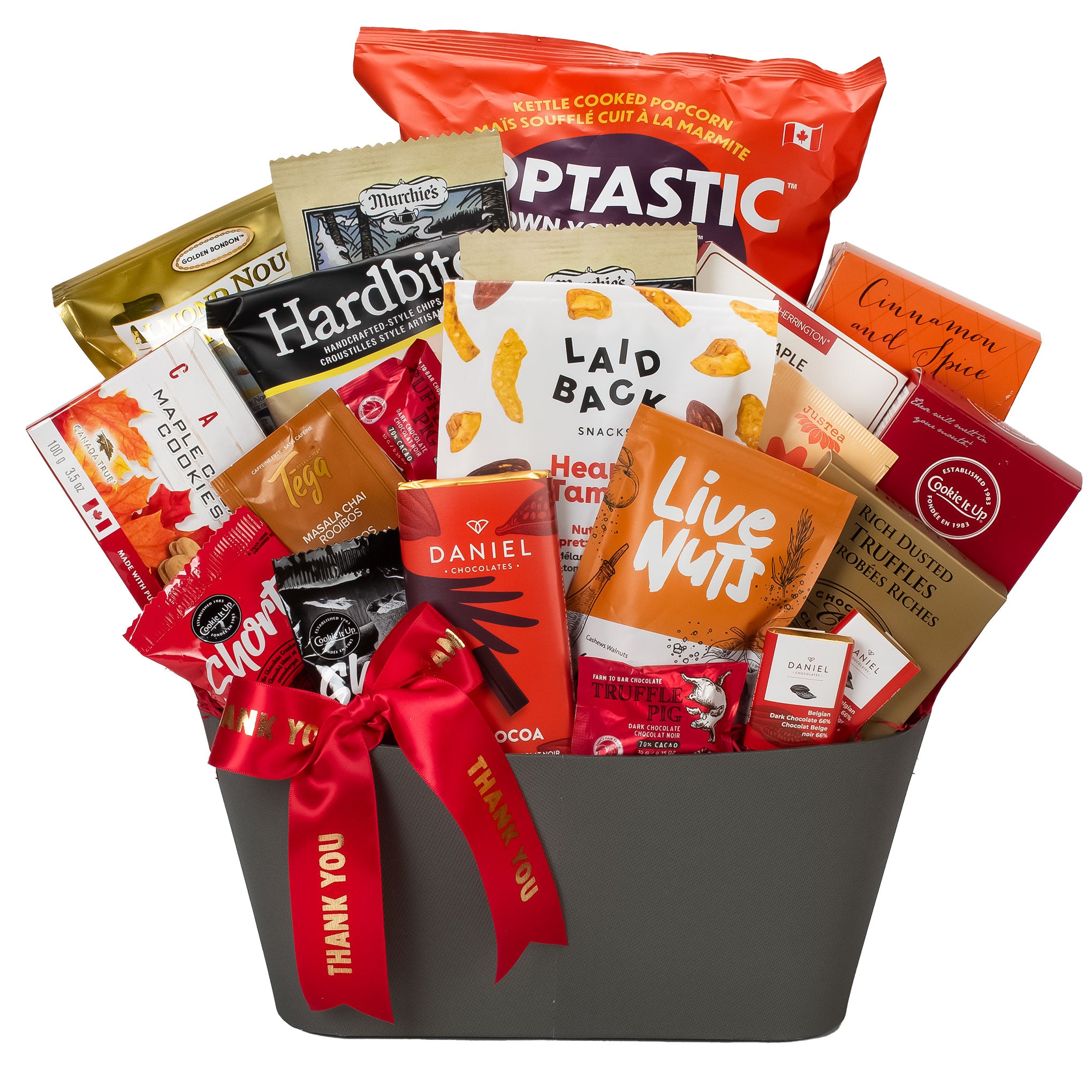 Gourmet gift basket with Thank You Ribbon