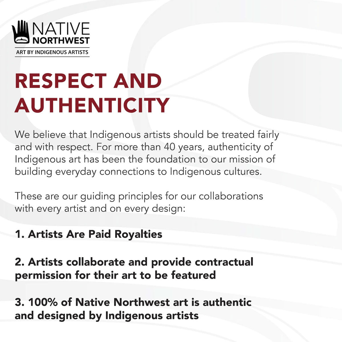 Respect and authenticity certificate by Native Northwest - Vancouver Canada