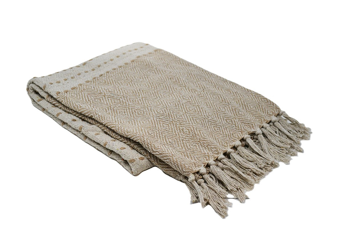 beige cotton throw