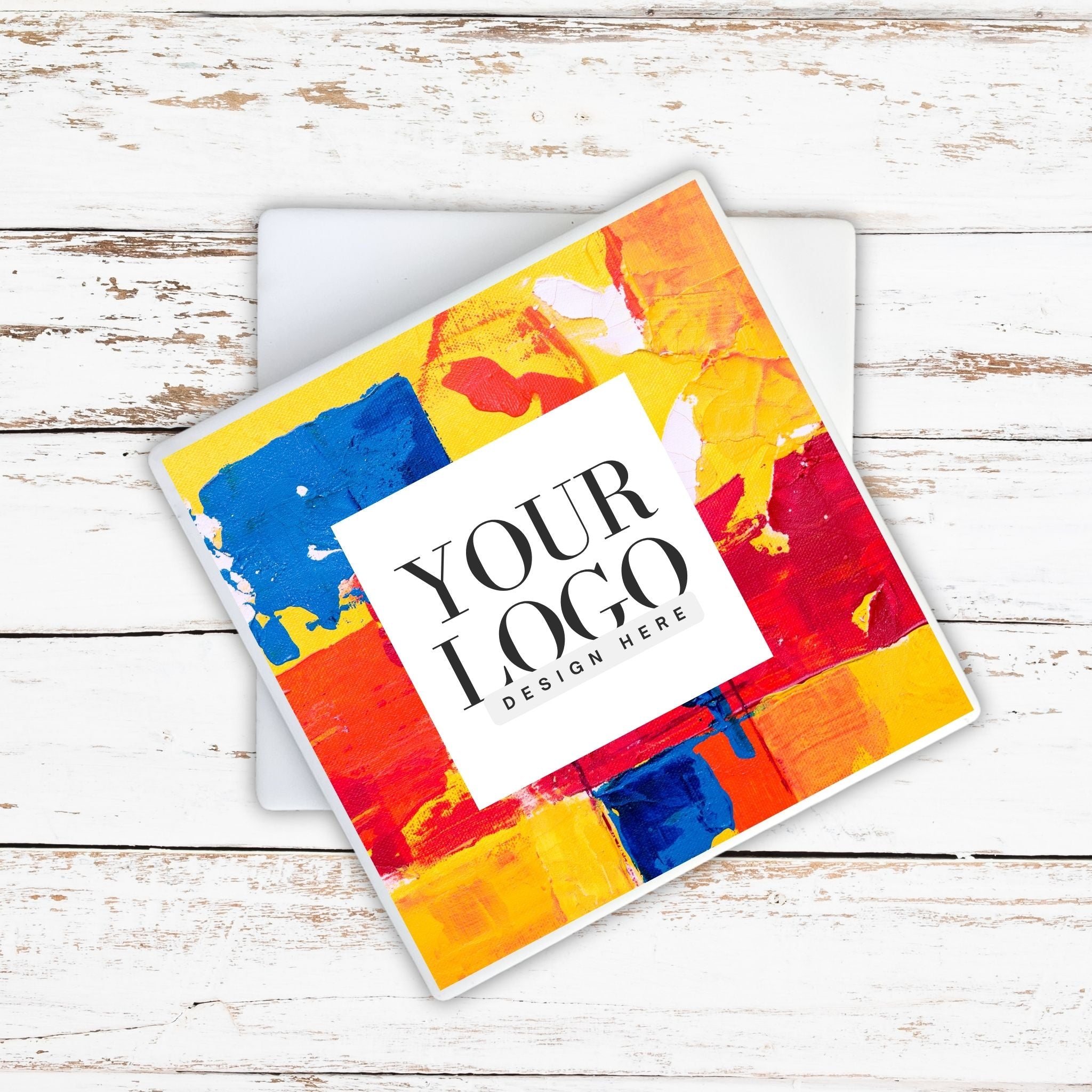 Colourful abstract design with 'Your Logo Design Here' text on white background