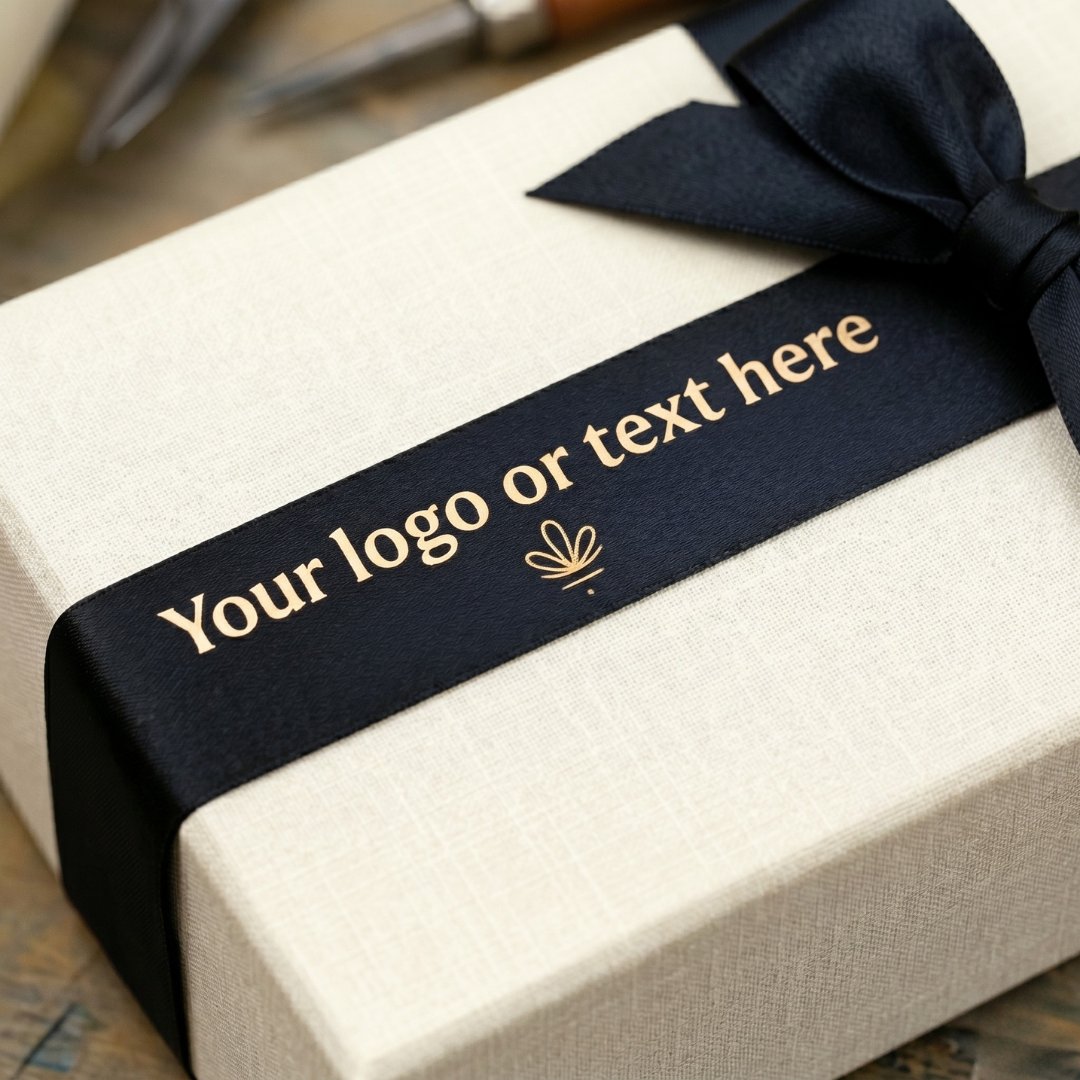 personalized ribbon with your logo or text by Pacific Basket Company Vancouver - BC