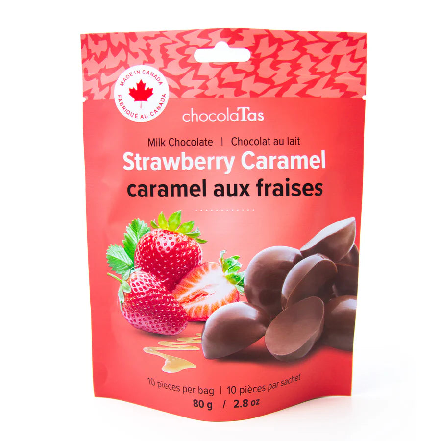 Strawberry Caramel Milk Chocolate Caramels made in Vancouver