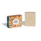 Bar of soap with a colorful packaging box labeled 'Happy Birthday' on a white background