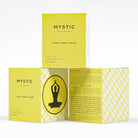 Mystic bath bombs with branding and product details.